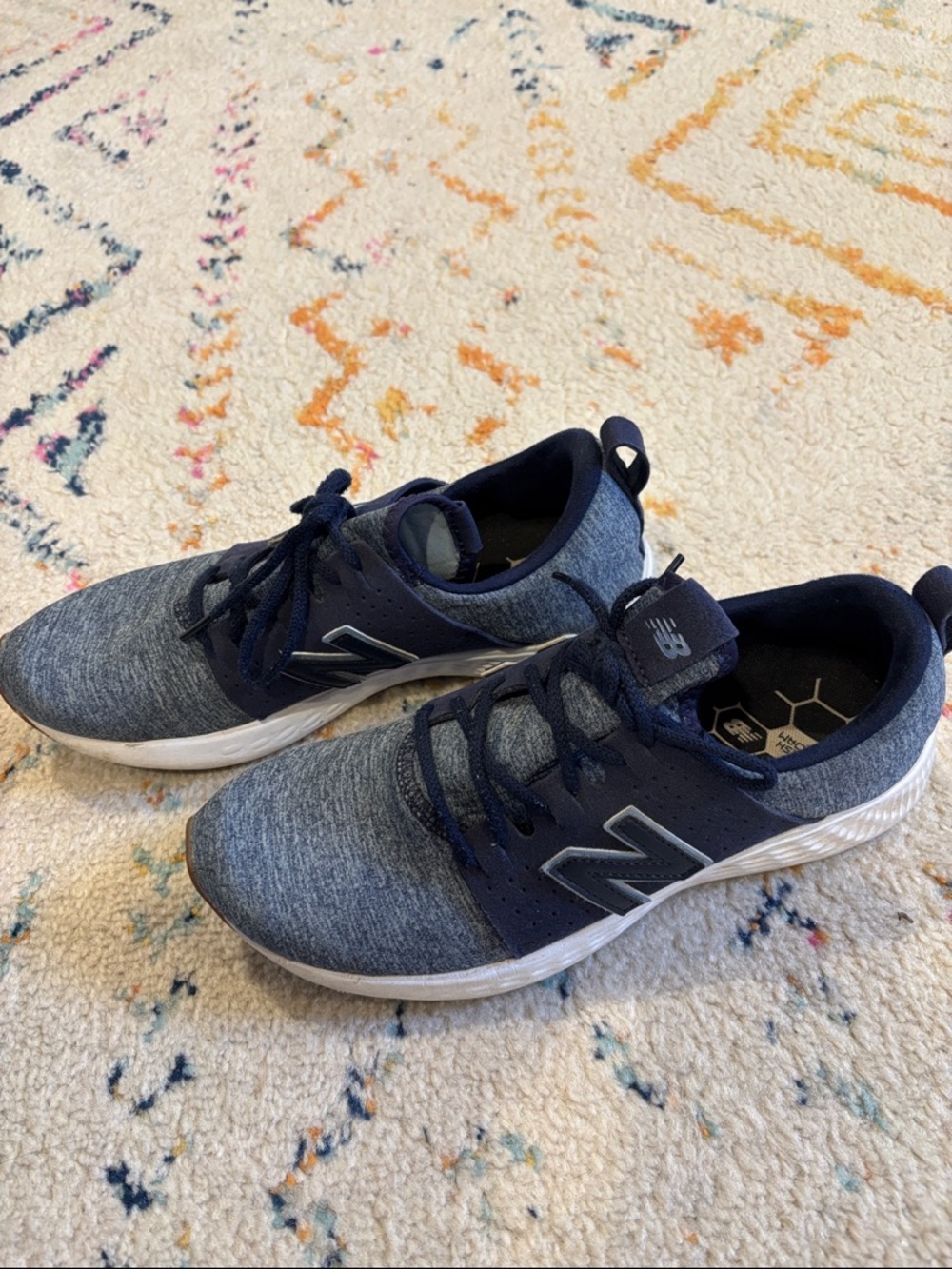 New Balance Women's Navy and Heather Gray Knit Sneakers